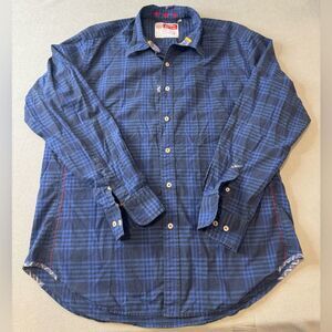 Robert Graham Casual Dress  Blue Black Plaid Button Shirt Size XL
